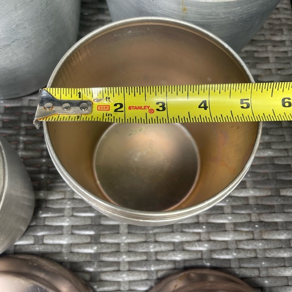 Vintage Aluminum 1960s 4 Canister Nesting Set w Rose Copper Lids MCM - Picture 4 of 8